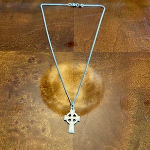 James Avery Celtic Cross (retired) and chain, sterling silver, 16 inch